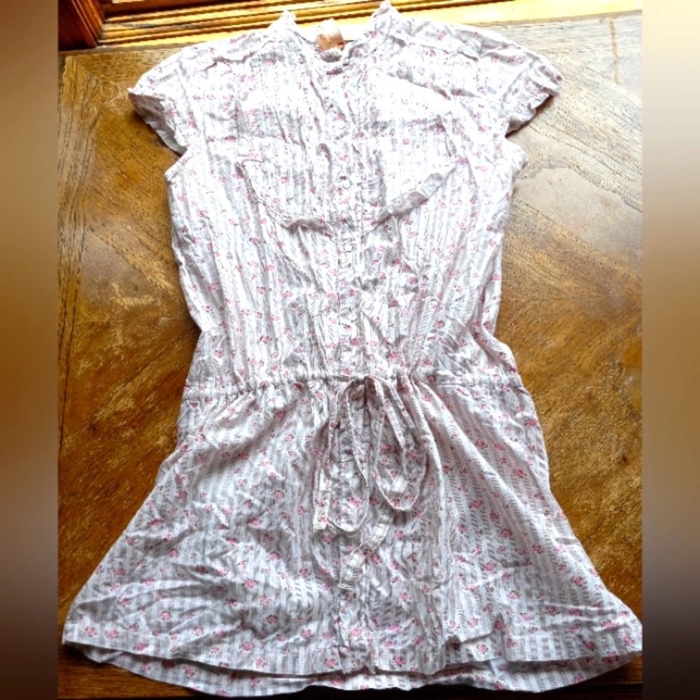 Andrew & Co White Mini Dress with Pink Floral Print